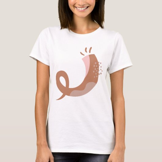 Modern Bruin en Roze Jom Kippur Shofar T-shirt (Voorkant)