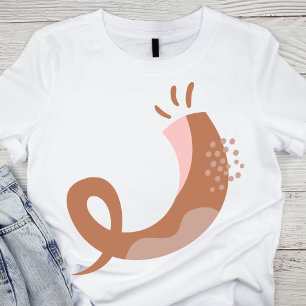 Modern Bruin en Roze Jom Kippur Shofar T-shirt