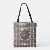 Modern bruin en wit Abstract geometrisch patroon Tote Bag (Achterkant)