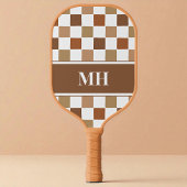 Modern bruin en wit geblokte Initialen Monogram Pickleball Paddle