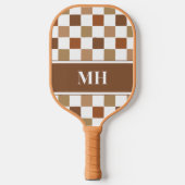 Modern bruin en wit geblokte Initialen Monogram Pickleball Paddle (Voorkant)