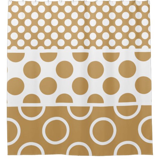 Modern bruin en wit gelaagd cirkelpatroon douchegordijn (Voorkant)
