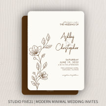 Modern bruin gebladerte schets alles-in-één bruilo