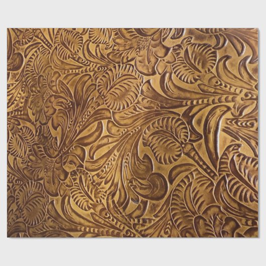 Modern bruin geboost kunstleder cadeaupapier (Vlak)