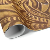 Modern bruin geboost kunstleder cadeaupapier (Rol Hoek)