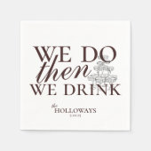 Modern Bruin Gepersonaliseerde Cocktail Uur Weddin Servet (Voorkant)