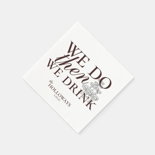 Modern Bruin Gepersonaliseerde Cocktail Uur Weddin Servet (Hoek)