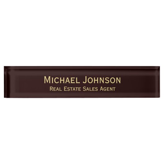 Modern Bruin Goud Professionele Bedrijfsdirecteur Naambordje (Voorkant)