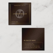Modern bruin goudmonogram - Aangepast monogram - P Vierkante Visitekaartje (Voorkant / Achterkant)
