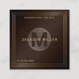 Modern bruin goudmonogram - Aangepast monogram - P Vierkante Visitekaartje