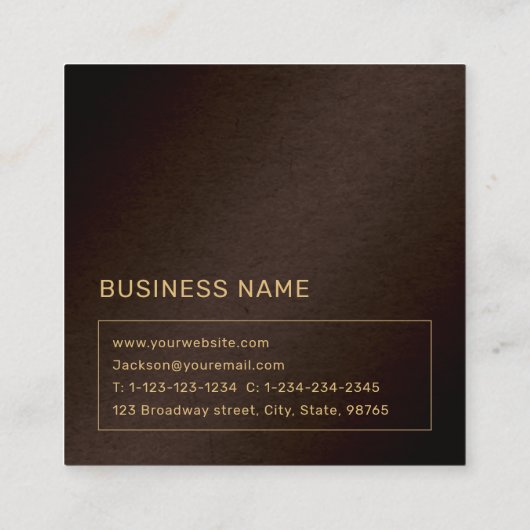 Modern bruin goudmonogram - Aangepast monogram - P Vierkante Visitekaartje (Achterkant)