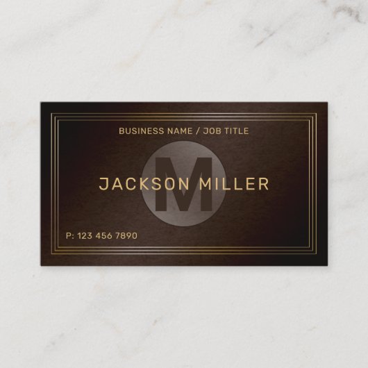 Modern bruin goudmonogram - Aangepast monogram - P Visitekaartje (Voorkant)