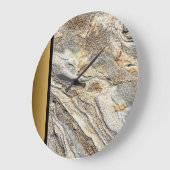 Modern Bruin Grijs Goud Marmeren Steen Patroon Grote Klok (Hoek)
