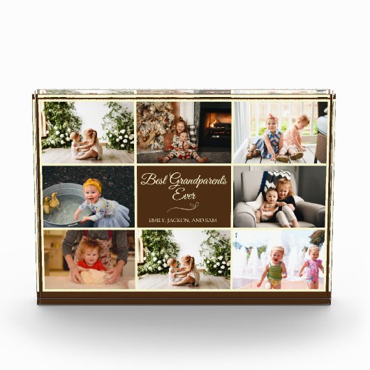 Modern Bruin Grootouder Jubileum Fotocadeau Fotoblokken (Voorkant)