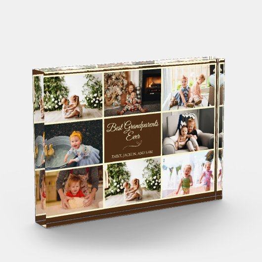 Modern Bruin Grootouder Jubileum Fotocadeau Fotoblokken (Links)