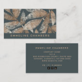 Modern bruin houtskool grijs bladpatroon visitekaartje (Voorkant / Achterkant)