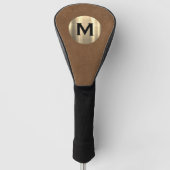 Modern bruin leder geborsteld goudmonogram golfheadcover (Voorkant)