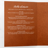 Modern Bruin Leer 3-Foto Begrafenis / Memorial Drieluik Programma (Binnenzijde eerst)