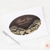 Modern bruin leer Damask Country Bedankt Ovale Sticker (Envelop)