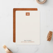 Modern Bruin Leren Monogram & Naam Notitiekaartje (Voorkant / Achterkant in situ)