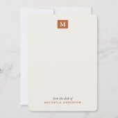Modern Bruin Leren Monogram & Naam Notitiekaartje (Voorkant)