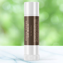 Modern bruin met geelbruine tekst lippenbalsem tub