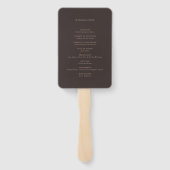 Modern Bruin Minimalistisch Trouwprogramma Handwaaier (Achterkant)
