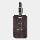Modern Bruin Monogram Bagagelabel (Voorkant verticaal)