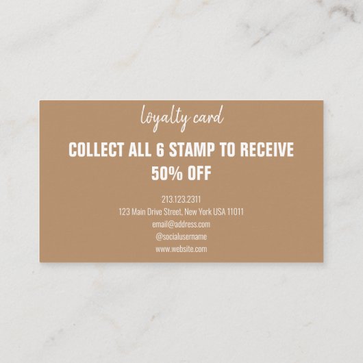 Modern bruin punch script klantenkaartje (Achterkant)