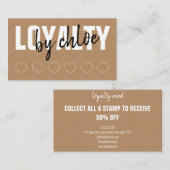 Modern bruin punch script klantenkaartje (Voorkant / Achterkant)