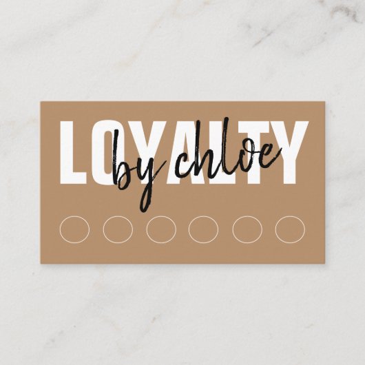 Modern bruin punch script klantenkaartje (Voorkant)
