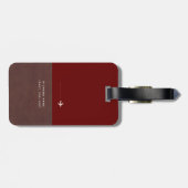 Modern bruin / rood Bagagelabel met naam (Achterkant horizontaal)