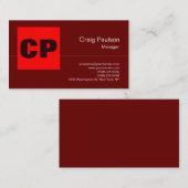 Modern Bruin Rood MonogramProfessioneel plat Visitekaartje (Voorkant / Achterkant)