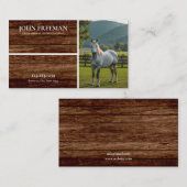 Modern Bruin Rustiek Paard Foto Equine Visitekaartje (Voorkant / Achterkant)