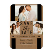 Modern Bruin Save the Date 3 Foto Bruiloft Magneet (Verticaal)