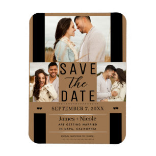 Modern Bruin Save the Date 3 Foto Bruiloft Magneet