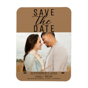 Modern Bruin Save the Date Trouwfoto Magneet