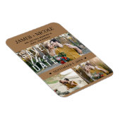 Modern Bruin Save the Date Wedding 3 Foto's Magneet (Rechterzijde)