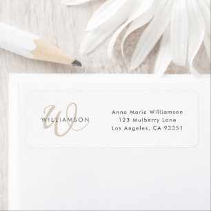 Modern Bruin Schreef Monogram Etiket