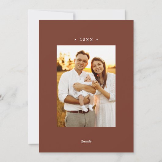 Modern Bruin Sunburst Vrolijk Kerstfeest 2 Foto Feestdagenkaart (Achterkant)