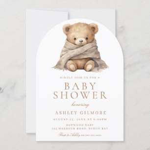Modern bruin teddybeer Baby shower Kaart
