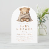 Modern bruin teddybeer Baby shower Kaart (Staand voorkant)