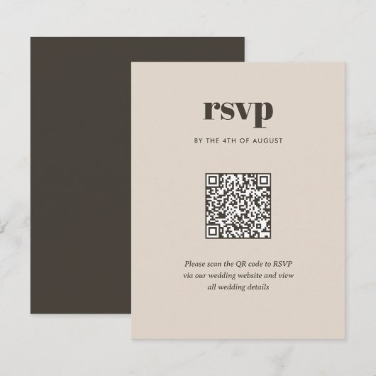 Modern Bruin Trendy Mix Match Wedding QR-code RSVP Kaartje (Voorkant / Achterkant)