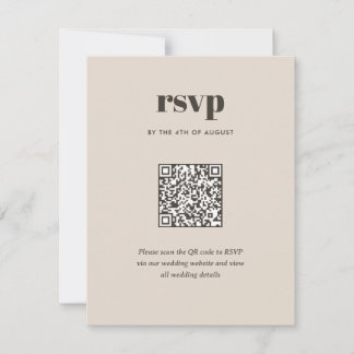 Modern Bruin Trendy Mix Match Wedding QR-code RSVP Kaartje