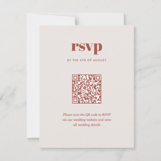 Modern Bruin Trendy Mix Match Wedding QR-code RSVP Kaartje (Voorkant)