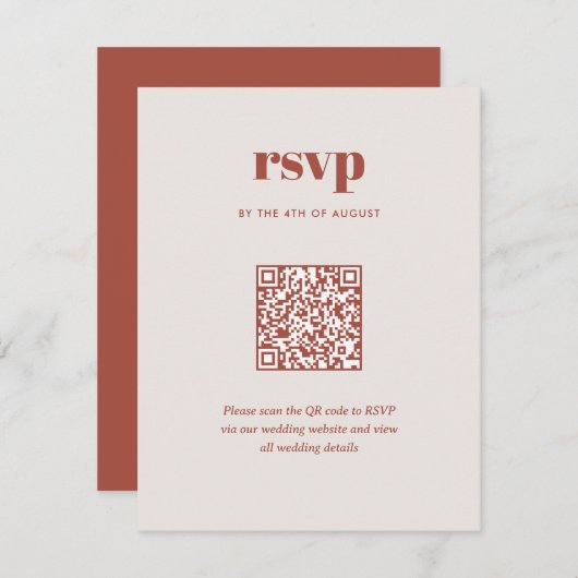 Modern Bruin Trendy Mix Match Wedding QR-code RSVP Kaartje (Voorkant / Achterkant)