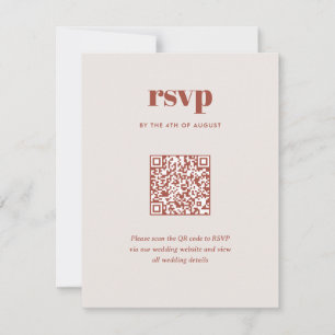 Modern Bruin Trendy Mix Match Wedding QR-code RSVP Kaartje