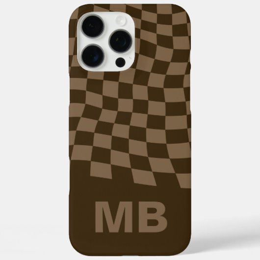 Modern bruin Wavy geruit patroon monogram Case-Mate iPhone Case (Achterkant)