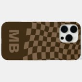 Modern bruin Wavy geruit patroon monogram Case-Mate iPhone Case (Achterkant (horizontaal))