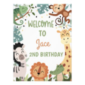 Modern Bruin Wild Safari Verjaardag Welkom Teken Foto Afdruk (Voorkant)